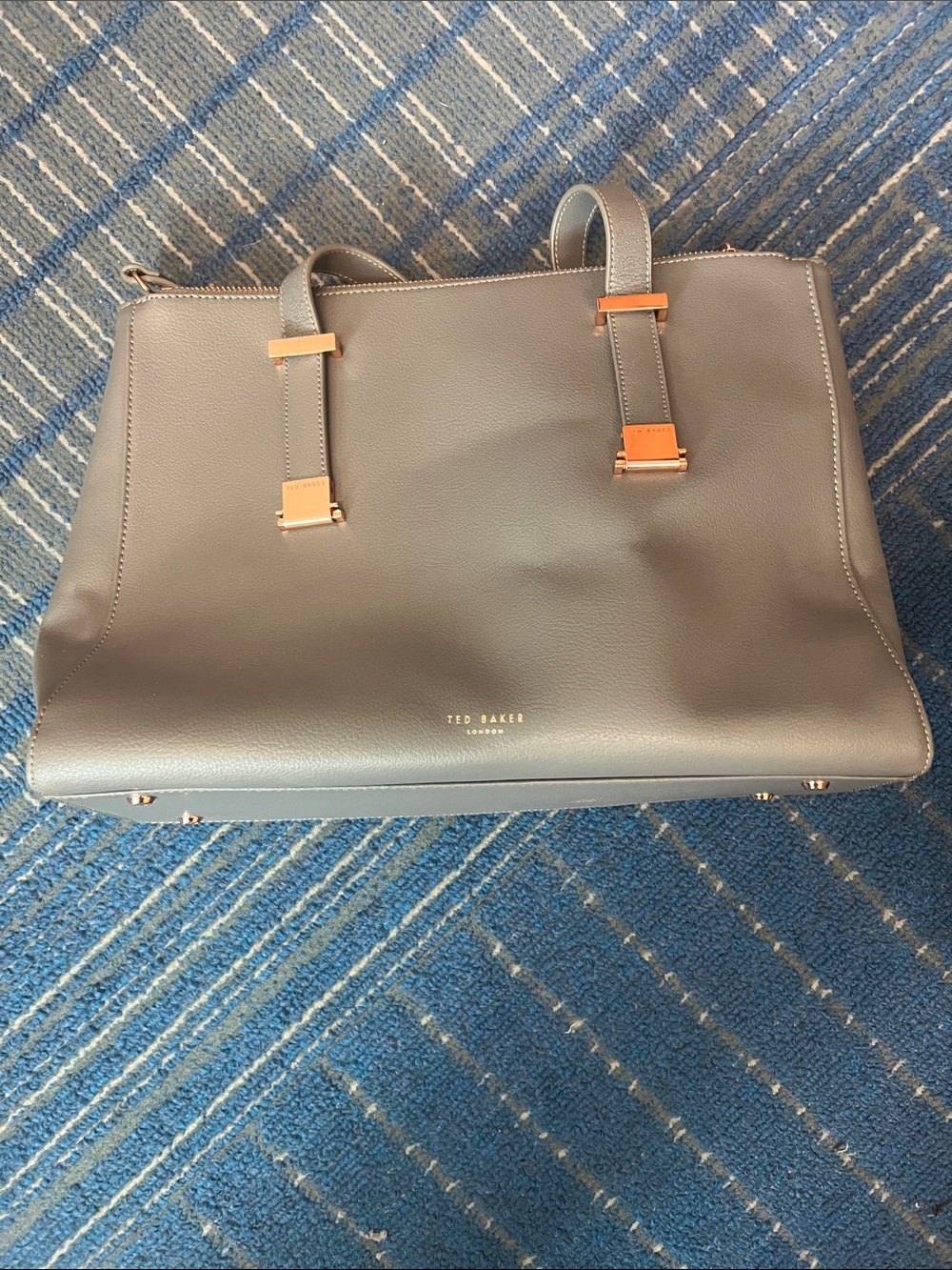 Ted Baker Alexiis Adjustable Gray Leather Tote Bag